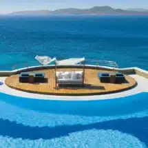 mykonos grand infinity pool, infinity pool, hotel
