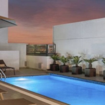 hampton by hilton al barsha, pool area, hotel,